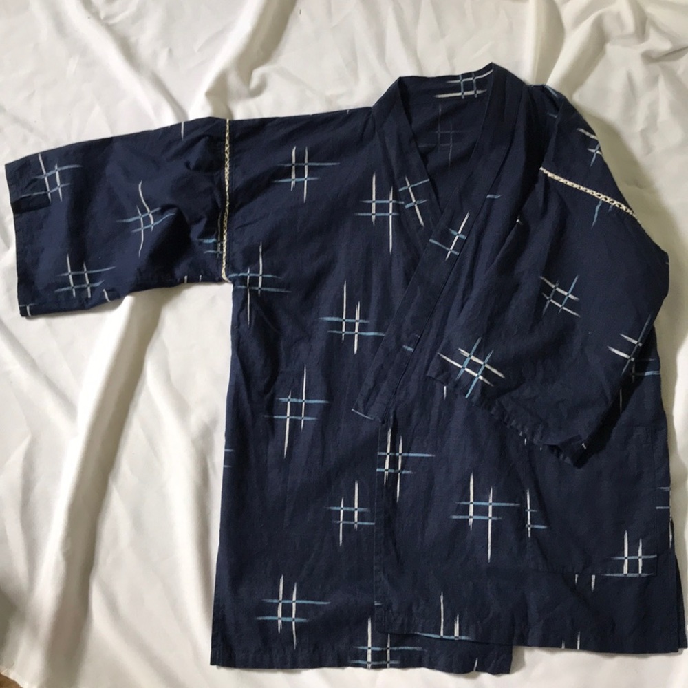 Uniqlo blue linen oversized kimono